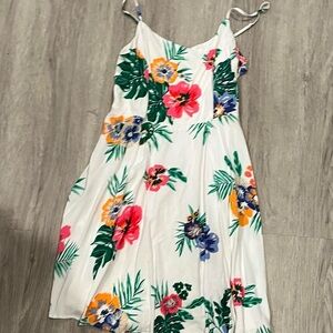 Old Navy Floral Midi Dress - White, Green, Pink, Orange, Blue